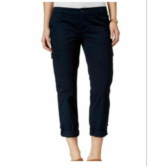 Tommy Hilfiger Pants - TOMMY HILFIGER  Womens Roll-Cuff Capri Pant Navy Blue